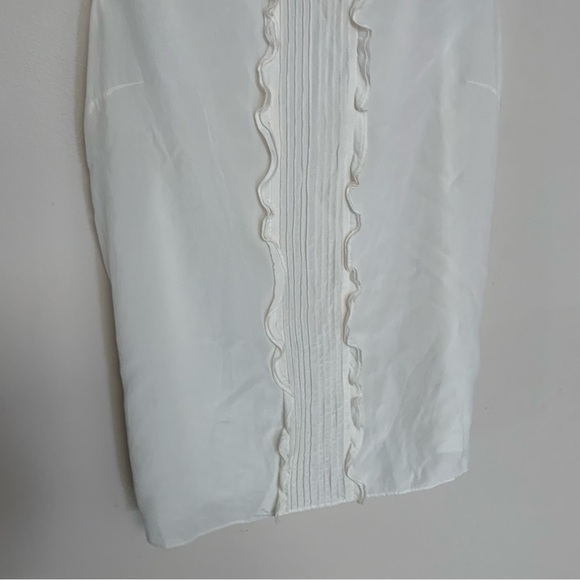Kate Spade White Pleated Ruffle Silk Sleeveless Blouse 4 - Picture 4 of 10